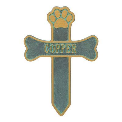 Paw And Bone Cross Pet Verde Dedication Plaque